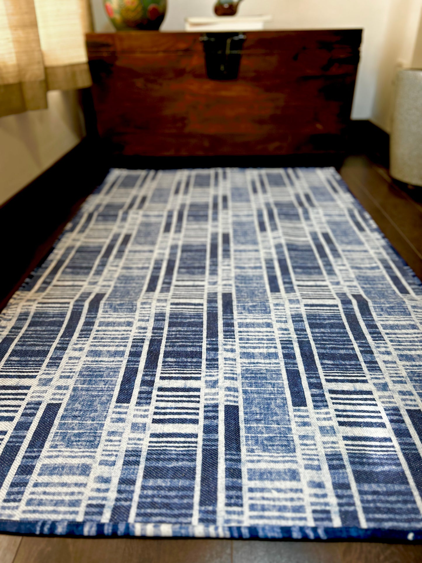 Digitally Printed Rug - Blue Geoline