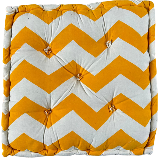 Floor Cushion - Mustard Chevron - 20" X 20" X 4"