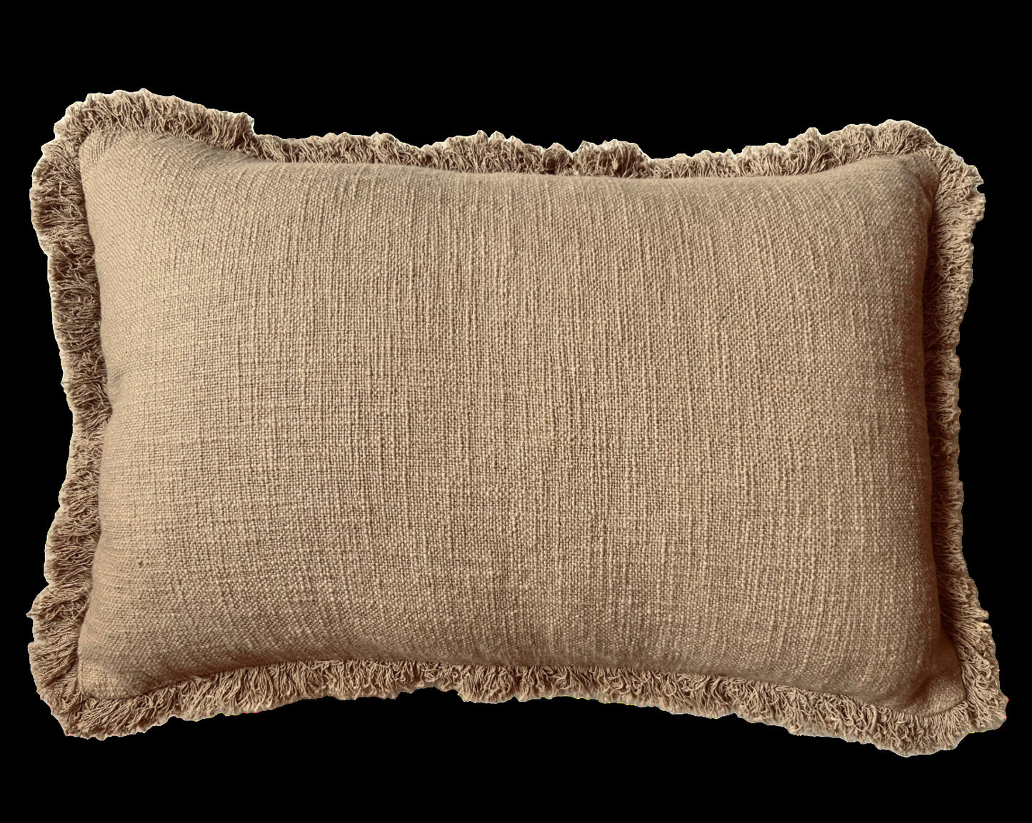 Solid Frayed-Edge Clay Lumbar / Throw Pillow - 16" x 24"