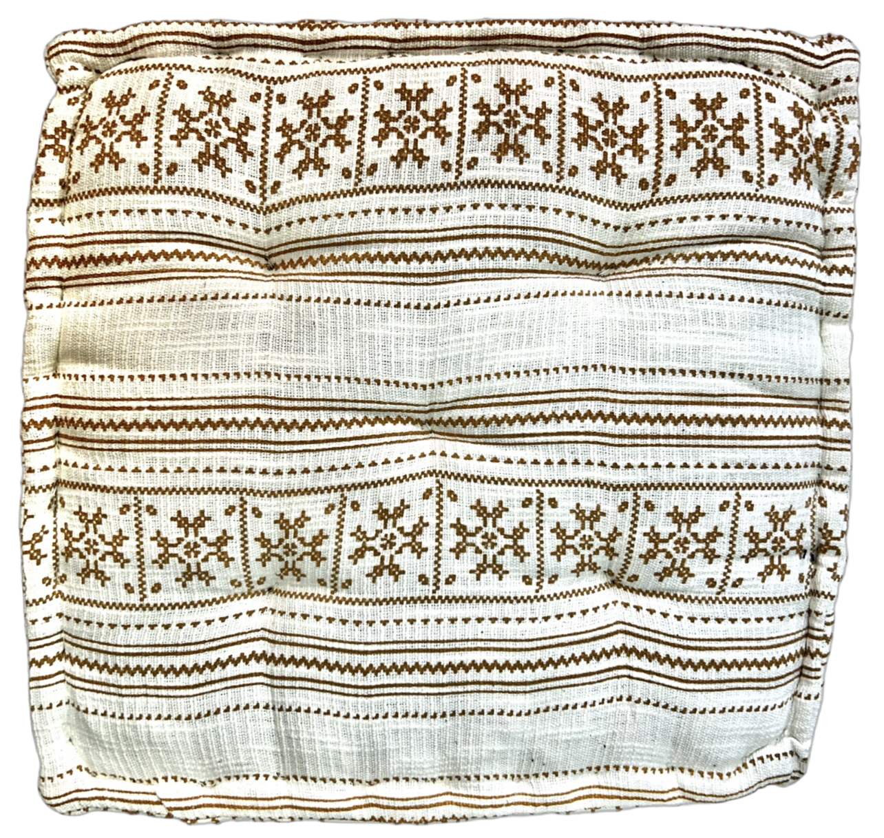 Floor Cushion - Brown Tribal Print - 20" X 20" X 4"