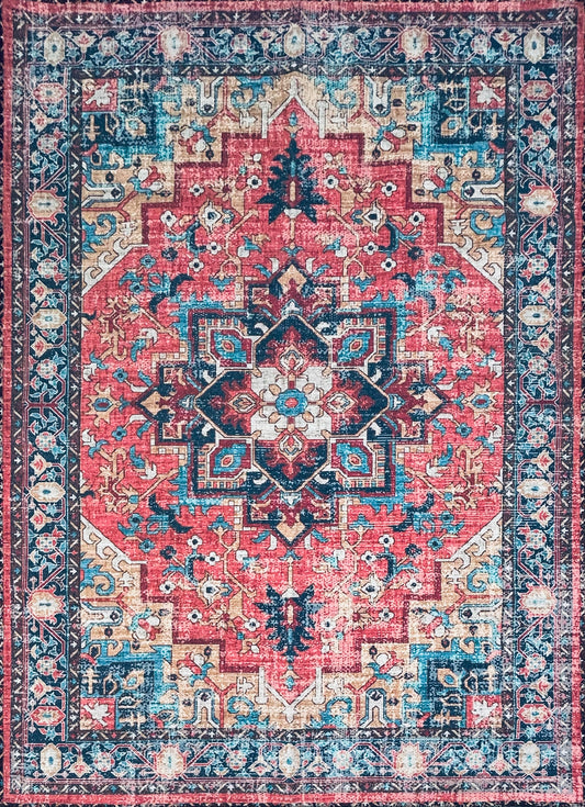 Digitally Printed Rug - Red Turkish