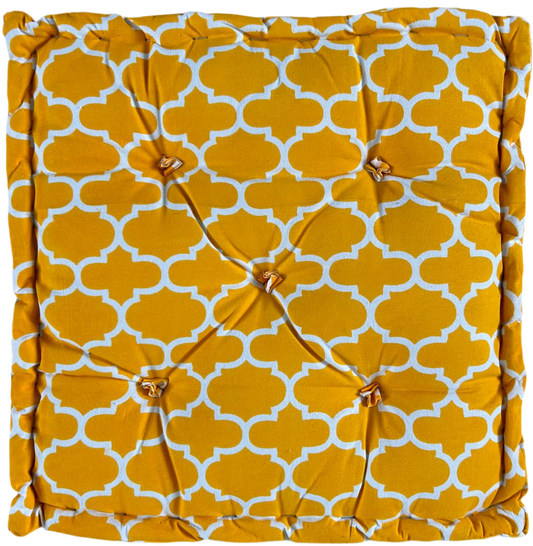 Floor Cushion - Mustard Quatrefoil - 20" X 20" X 4"