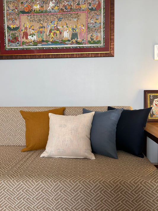 Solid Mustard Ramie Cushion Cover - 16" x 16"