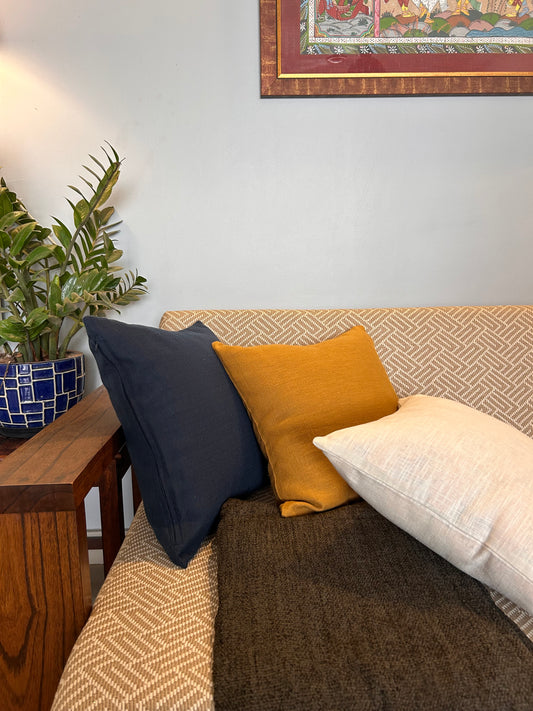 Solid Ecru Ramie Cushion Cover - 16" x 16"