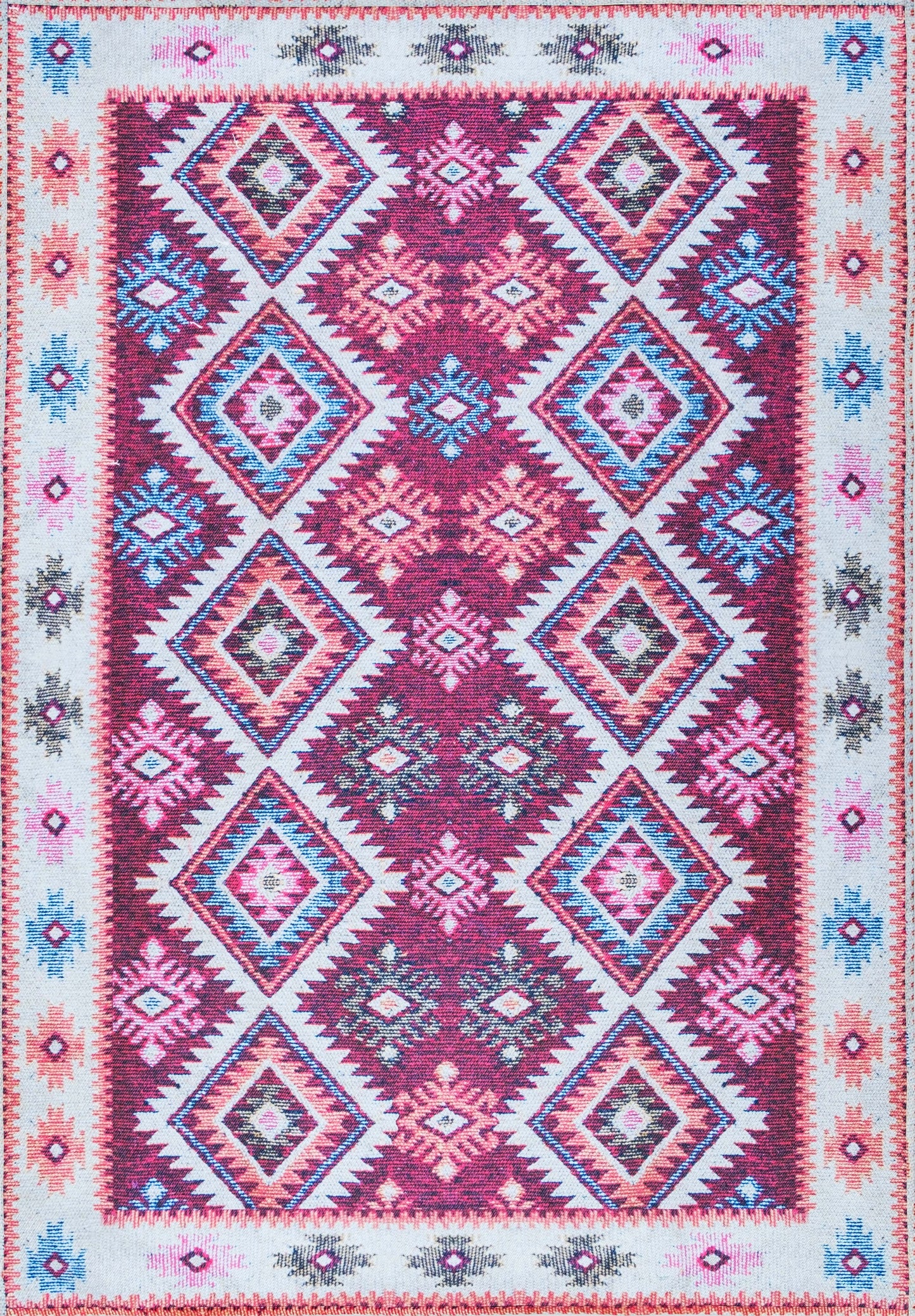 Digitally Printed Rug - Multi-Maroon Ikat