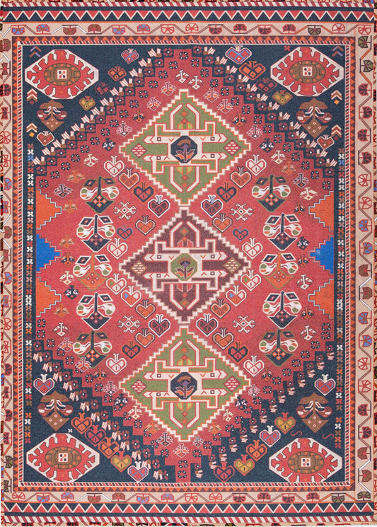 Digitally Printed Rug - Red Bohemian