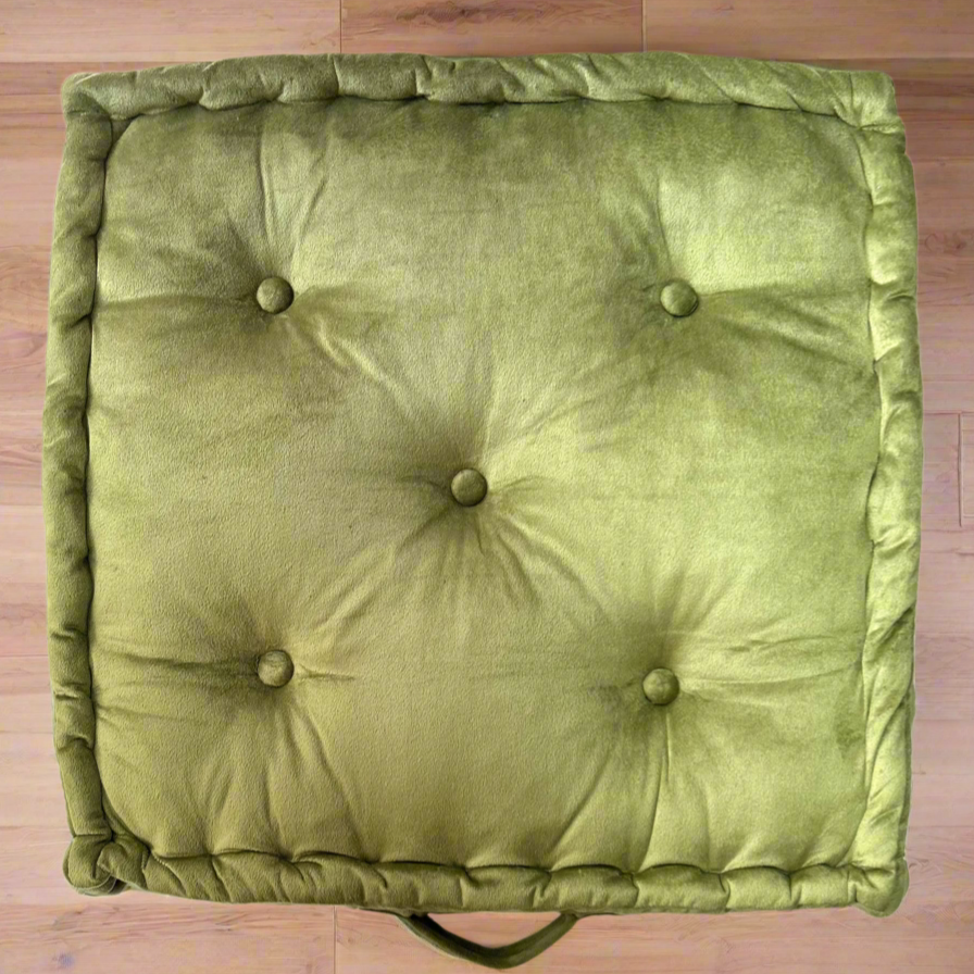 Floor Cushion - Lime-Green Velvet - 20" X 20" X 4"