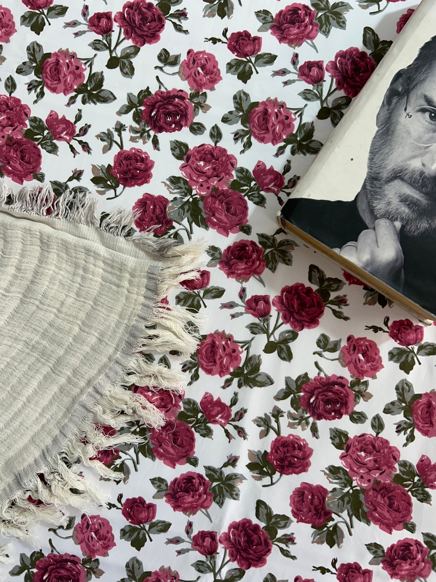 King FItted 200 Thread Count Pure Cotton Floral Print Bed Sheet Set