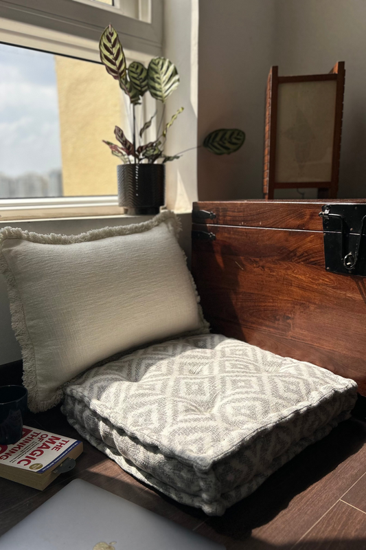 Floor Cushion - Grey Rhombus - 20" X 20" X 4"