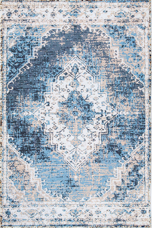 Digitally Printed Rug - Blue Medallion