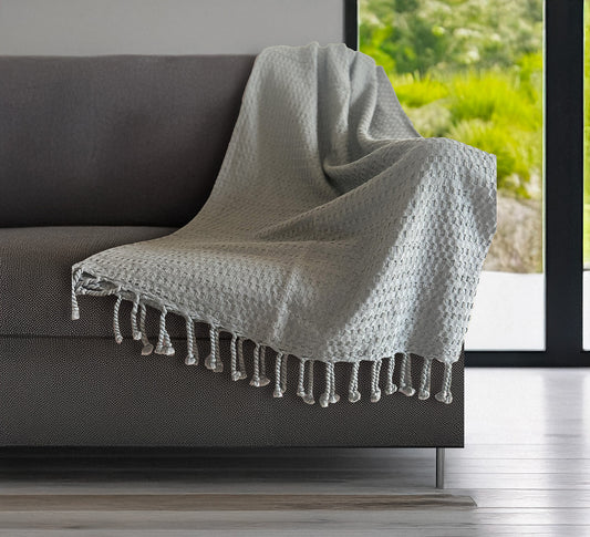 Throw 100% Cotton - Waffle Weave - Grey