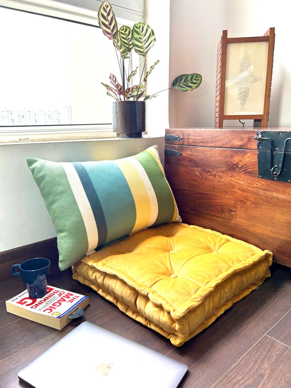 Yarn Dyed Multi-Yellow Lumbar / Throw Pillow - 16" x 24"