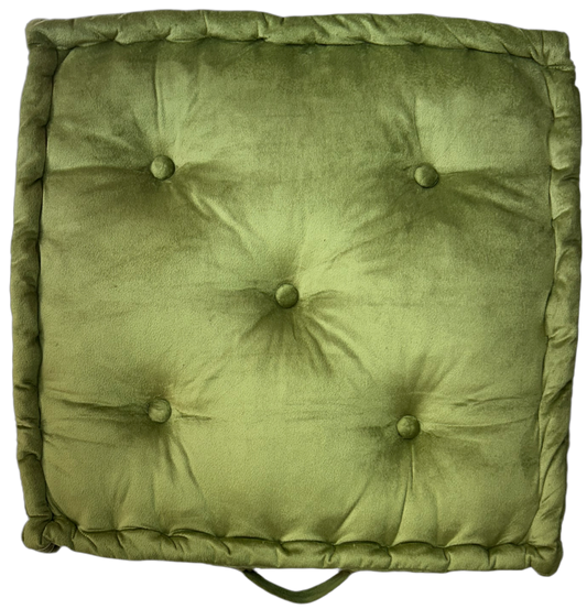 Floor Cushion - Lime-Green Velvet - 20" X 20" X 4"