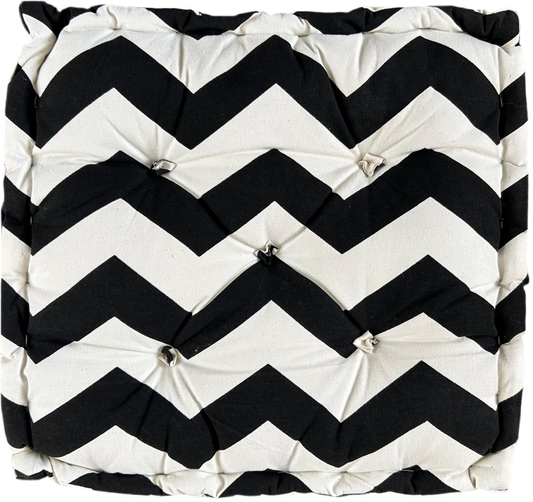 Floor Cushion - Black Chevron - 20" X 20" X 4"