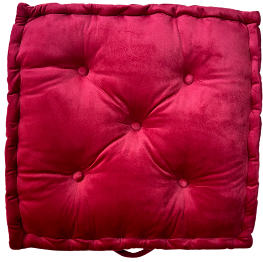 Floor Cushion - Fuchsia Velvet - 20" X 20" X 4"