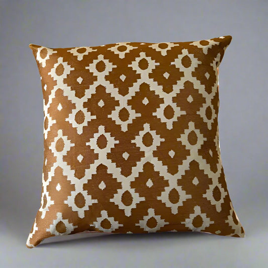 Copper Ikat Embroidery Cushion Cover - 20" x 20"