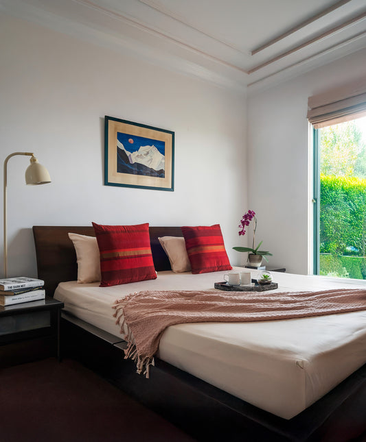 Pure Silk Yarn Dyed Multi-Wine Cushion Cover - 20" x 20"