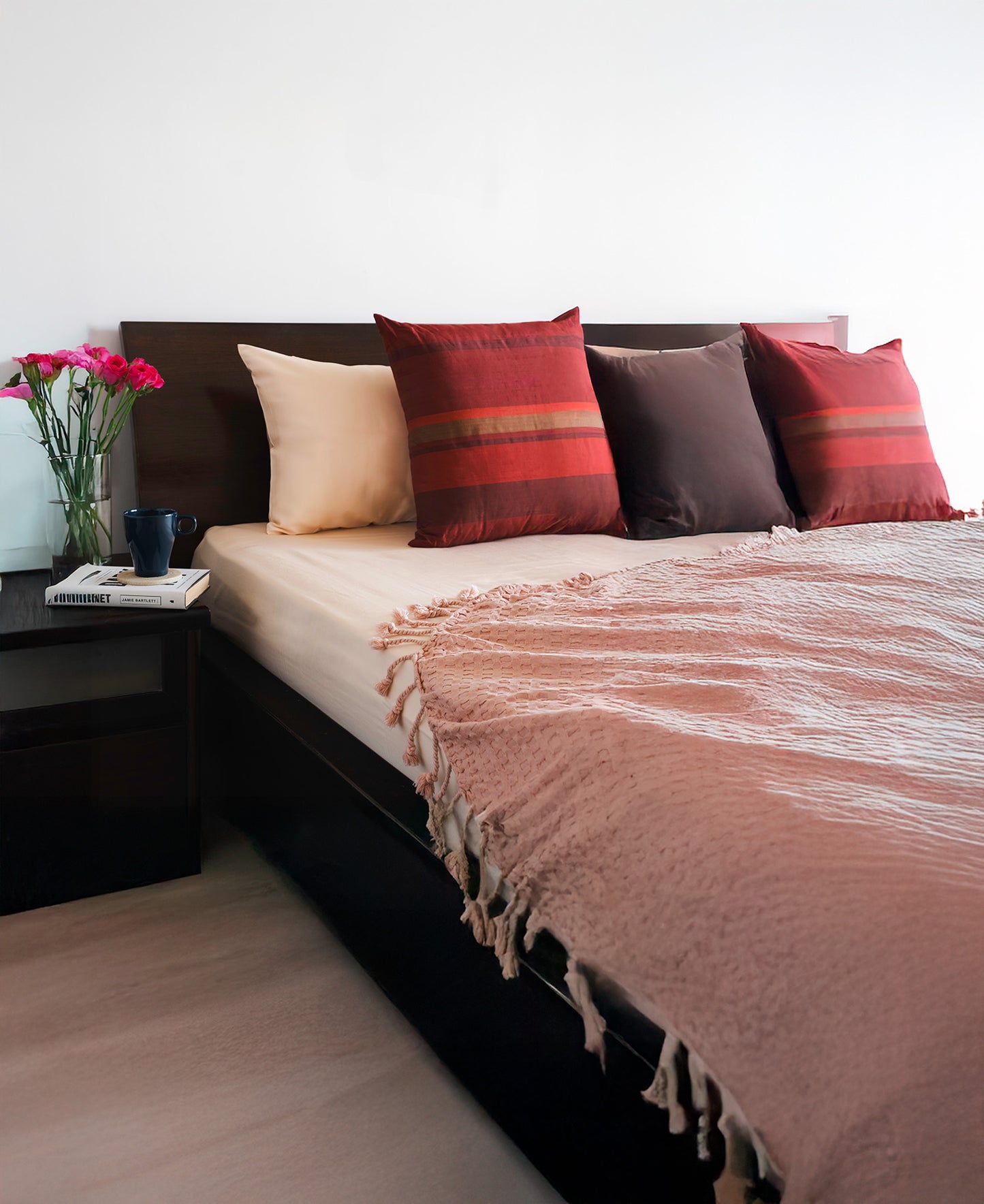 Pure Silk Yarn Dyed Multi-Wine Cushion Cover - 20" x 20"