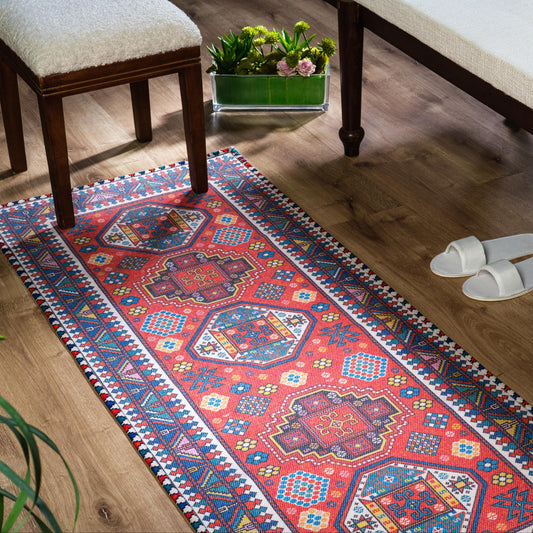 Digitally Printed Rug - Red Kazak