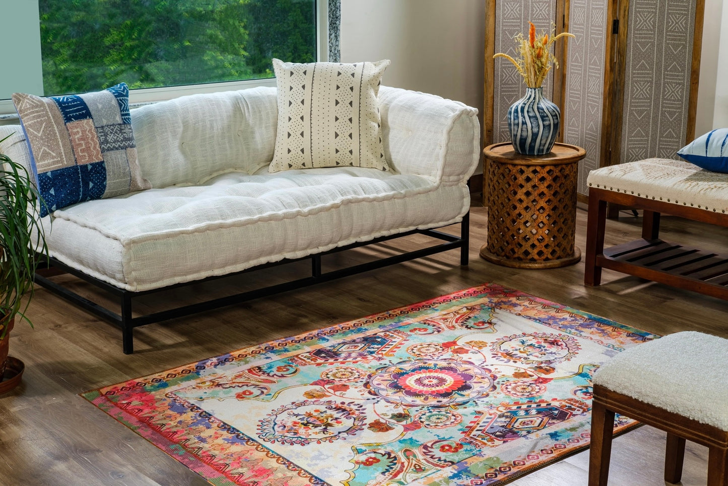 Digitally Printed Rug - Multi Rainbow