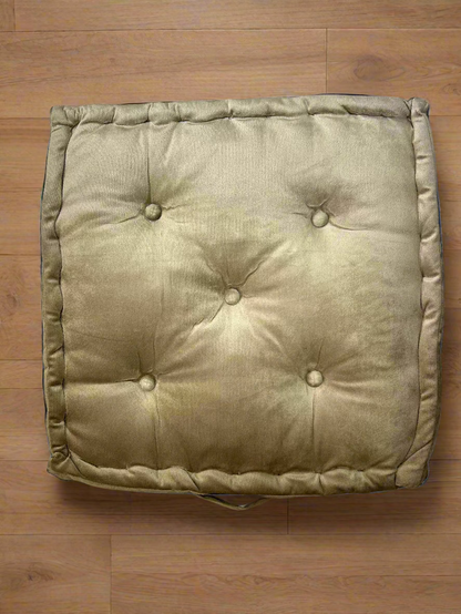 Floor Cushion - Beige Velvet - 20" X 20" X 4"_1