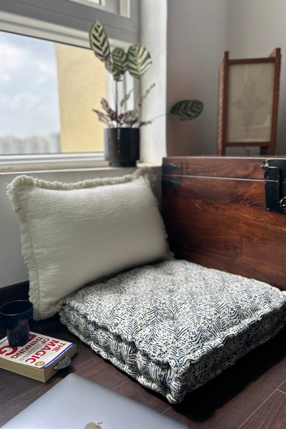 Floor Cushion - Blue Print - 20" X 20" X 4"