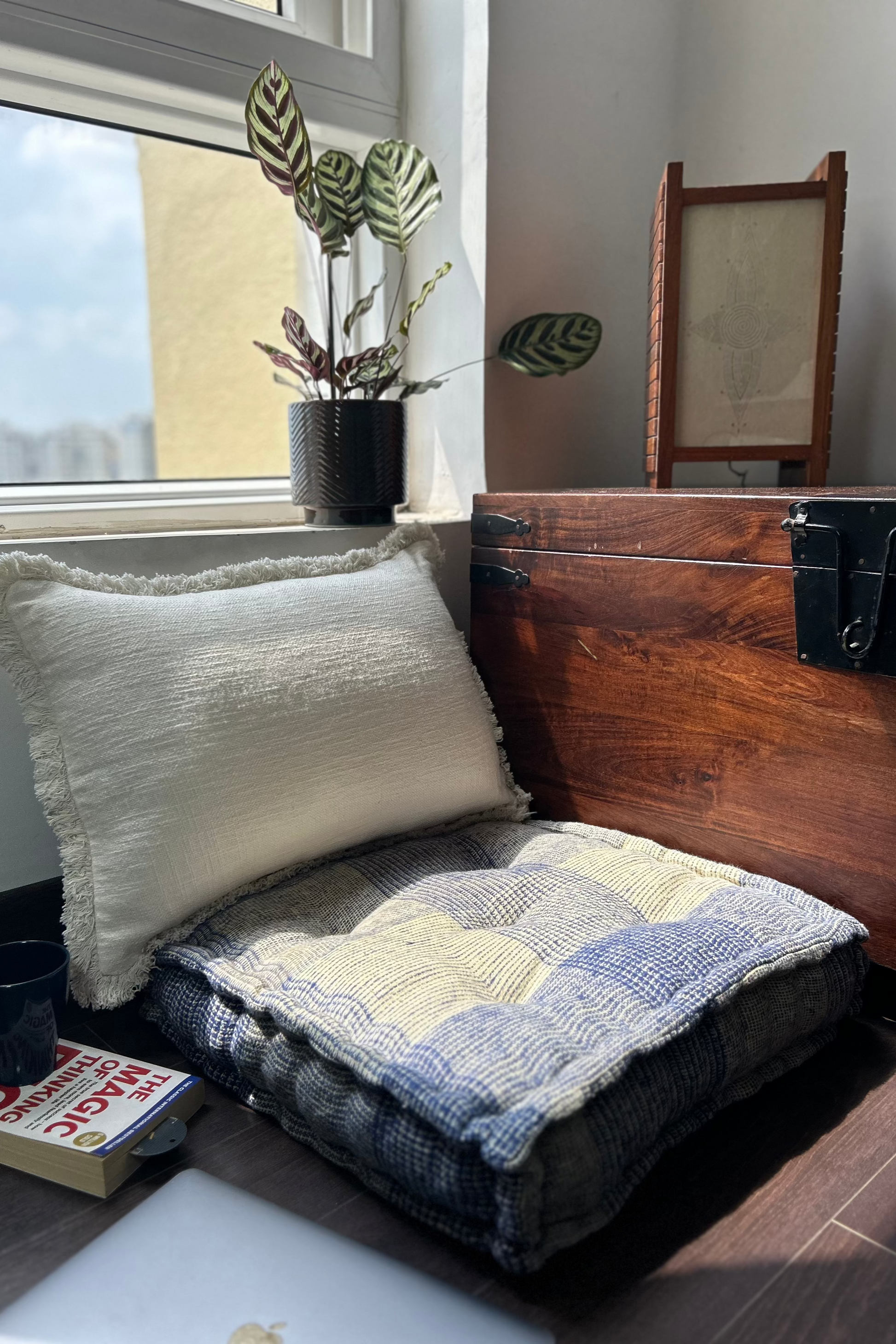 Floor Cushion - Brushed Check - 20" X 20" X 4"