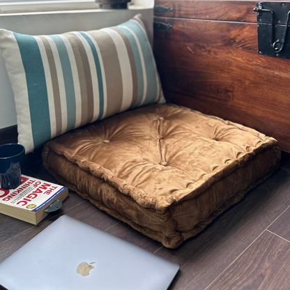 Floor Cushion - Camel Velvet - 20" X 20" X 4"