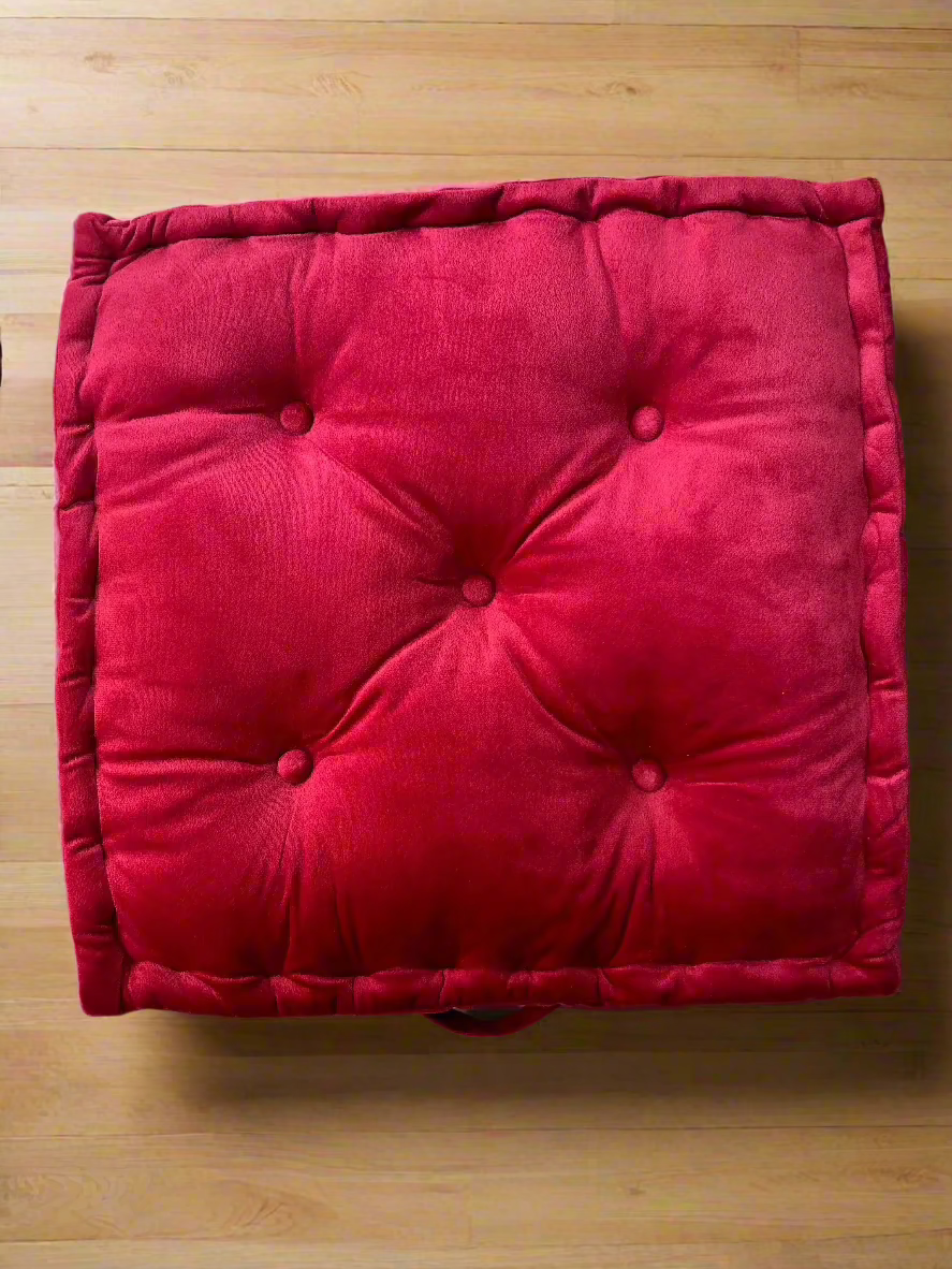 Floor Cushion - Fuchsia Velvet - 20" X 20" X 4"_1