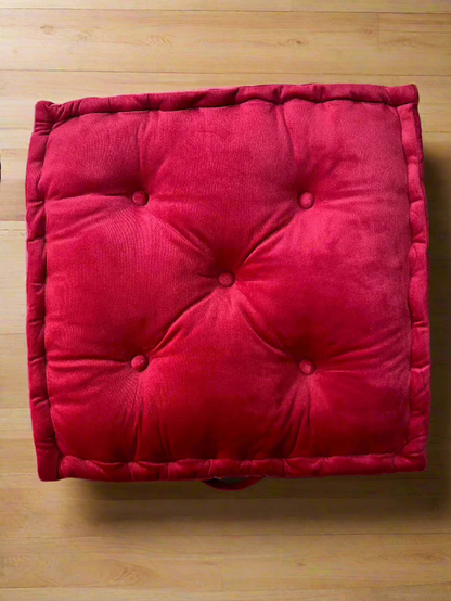 Floor Cushion - Fuchsia Velvet - 20" X 20" X 4"_1