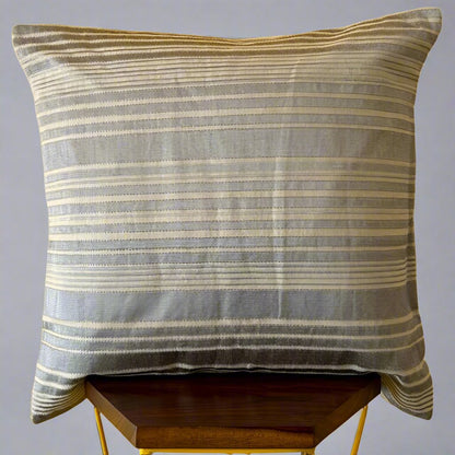 Grey Bands Embroidery Cushion Cover - 22" x 22"