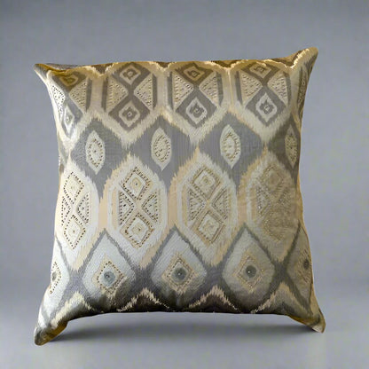 Grey Ikat Embroidery Cushion Cover - 20" x 20"
