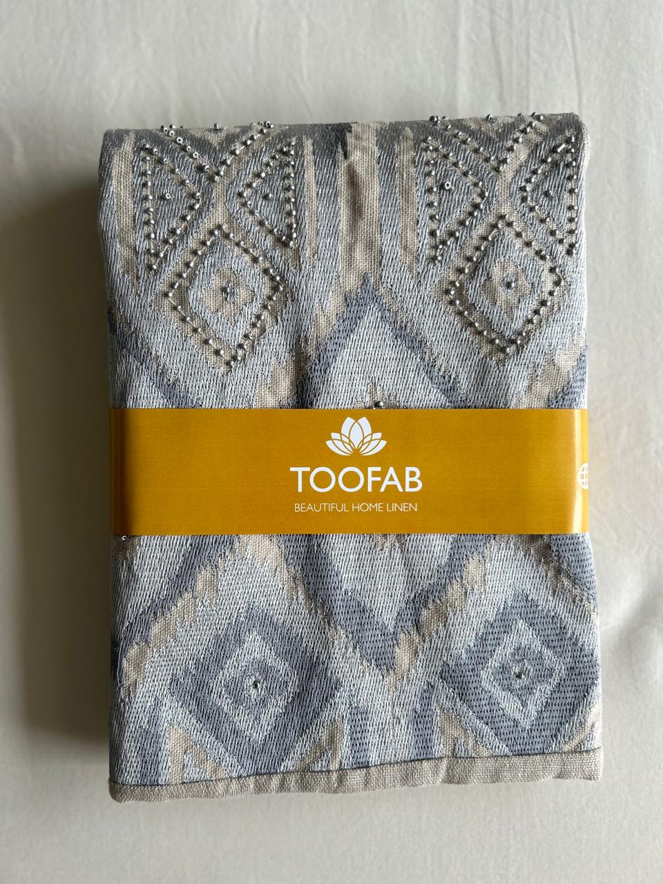 Grey Ikat Embroidery Cushion Cover - 20x 20