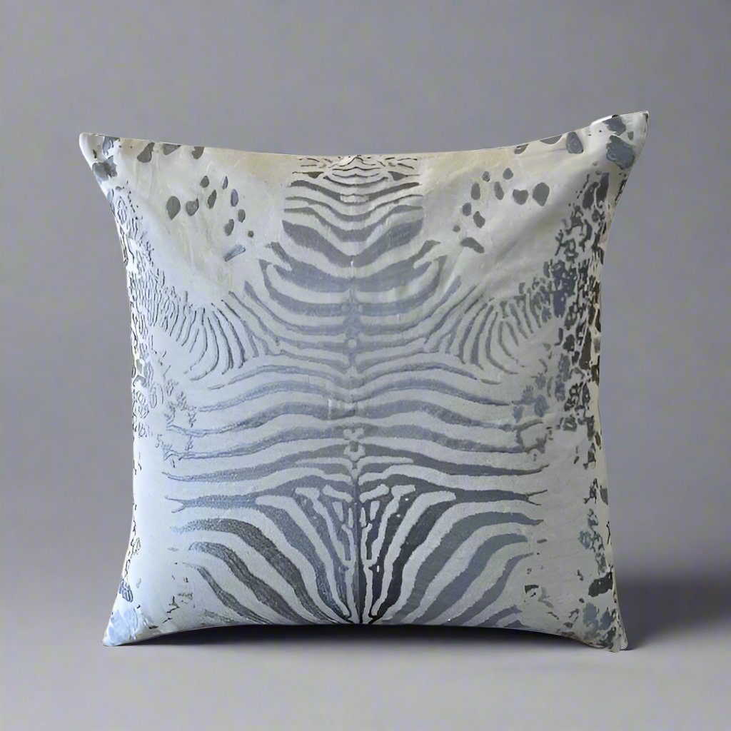Grey Tiger-skin Embroidery Cushion Cover - 20" x 20"