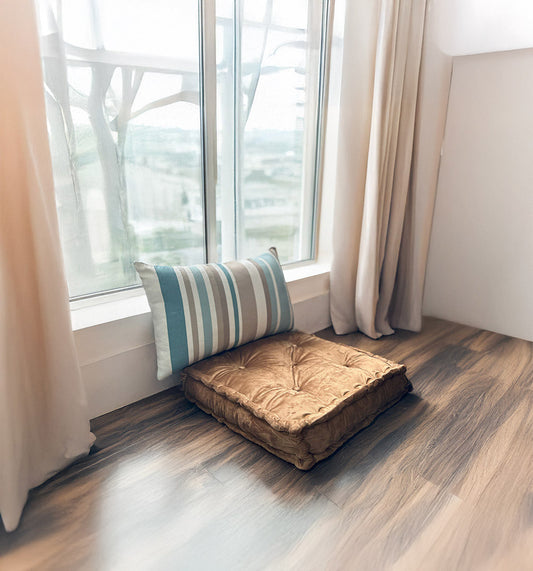 Floor Cushion - Camel Velvet - 20" X 20" X 4"