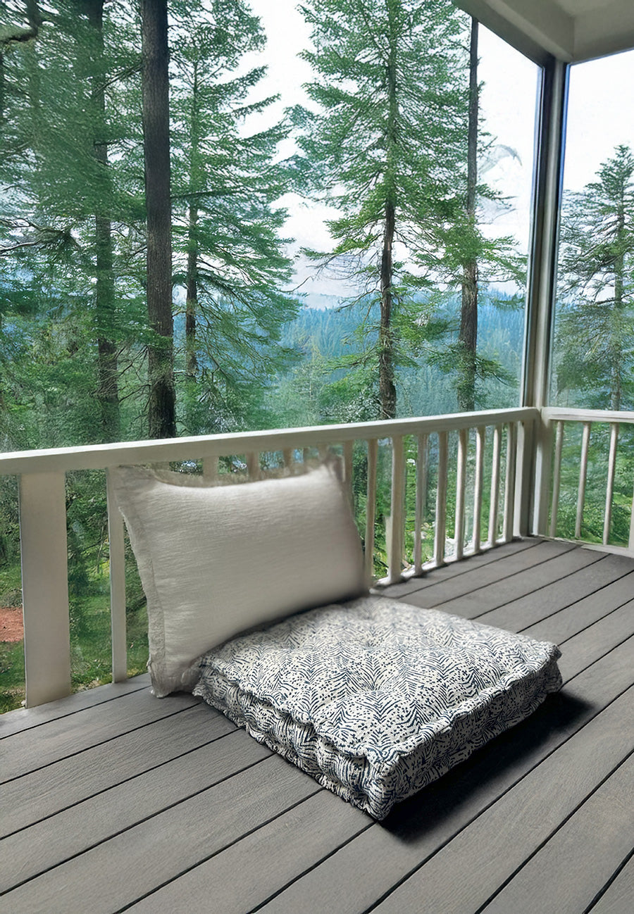 Floor Cushion - Blue Print - 20" X 20" X 4"