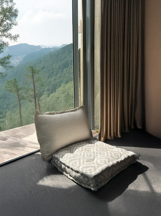 Floor Cushion - Grey Rhombus - 20" X 20" X 4"