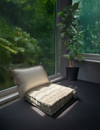Floor Cushion - Brown Tribal Print - 20" X 20" X 4"