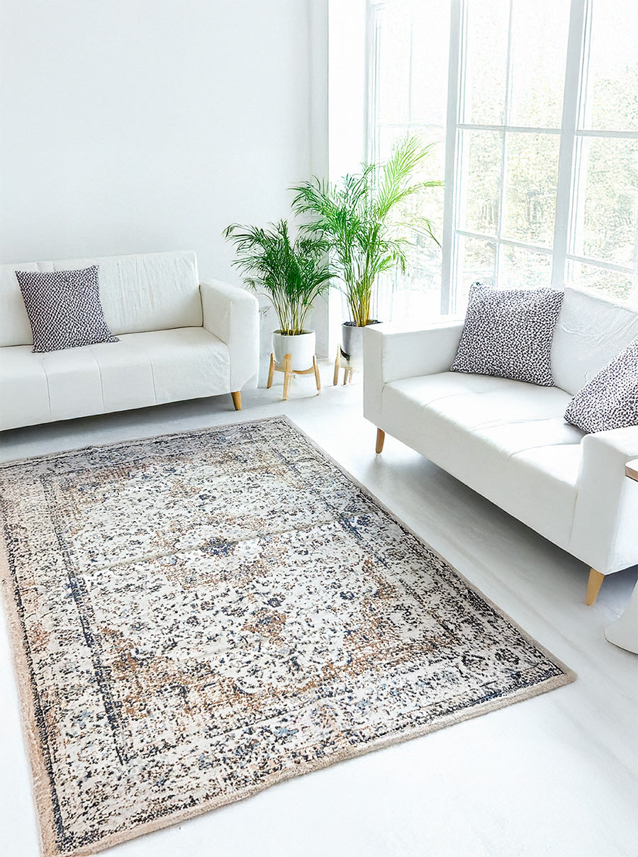 Digitally Printed Rug - Ecru Persian