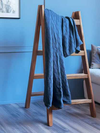 Twin Blanket - Throw -  100% Cotton - Diamond Dobby - Navy