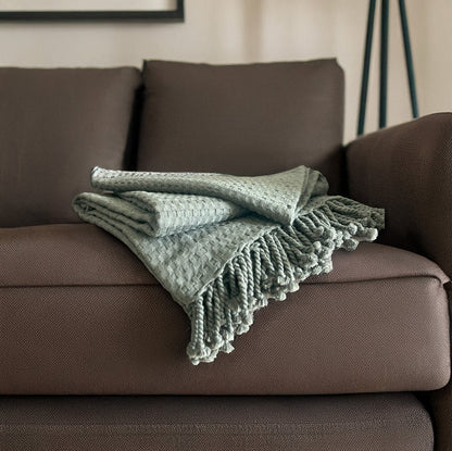 Throw 100% Cotton - Waffle Weave - Grey