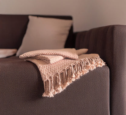 Throw 100% Cotton - Waffle Weave - Pink