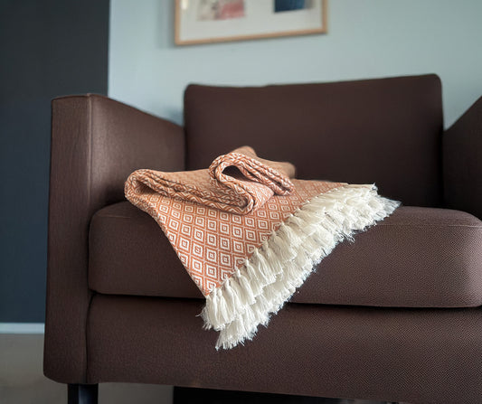 Throw 100% Cotton - Yarn Dyed Diamond - Brick Red