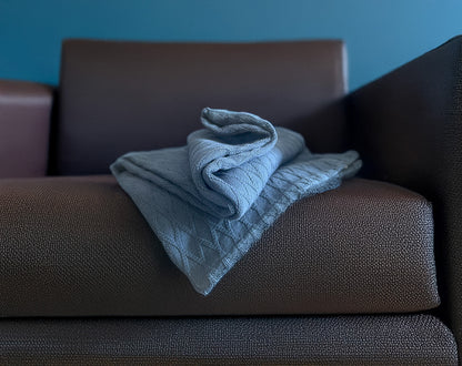 Twin Blanket - Throw -  100% Cotton - Diamond Dobby - Navy