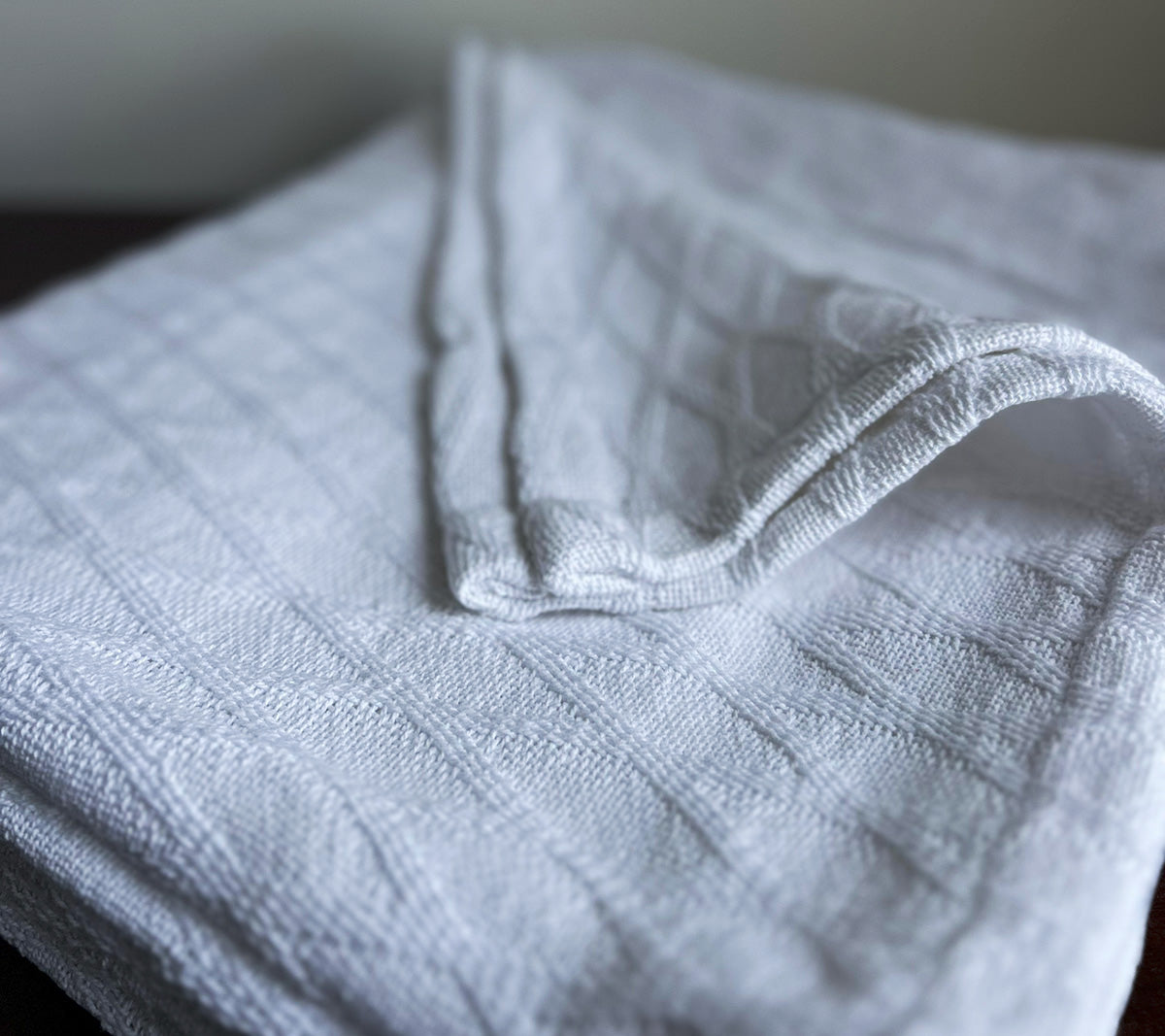 Twin Blanket - Throw -  100% Cotton - Diamond Dobby - White