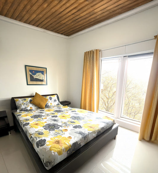 King Flat 100% Cotton Autumn Floral Print Bed Sheet Set