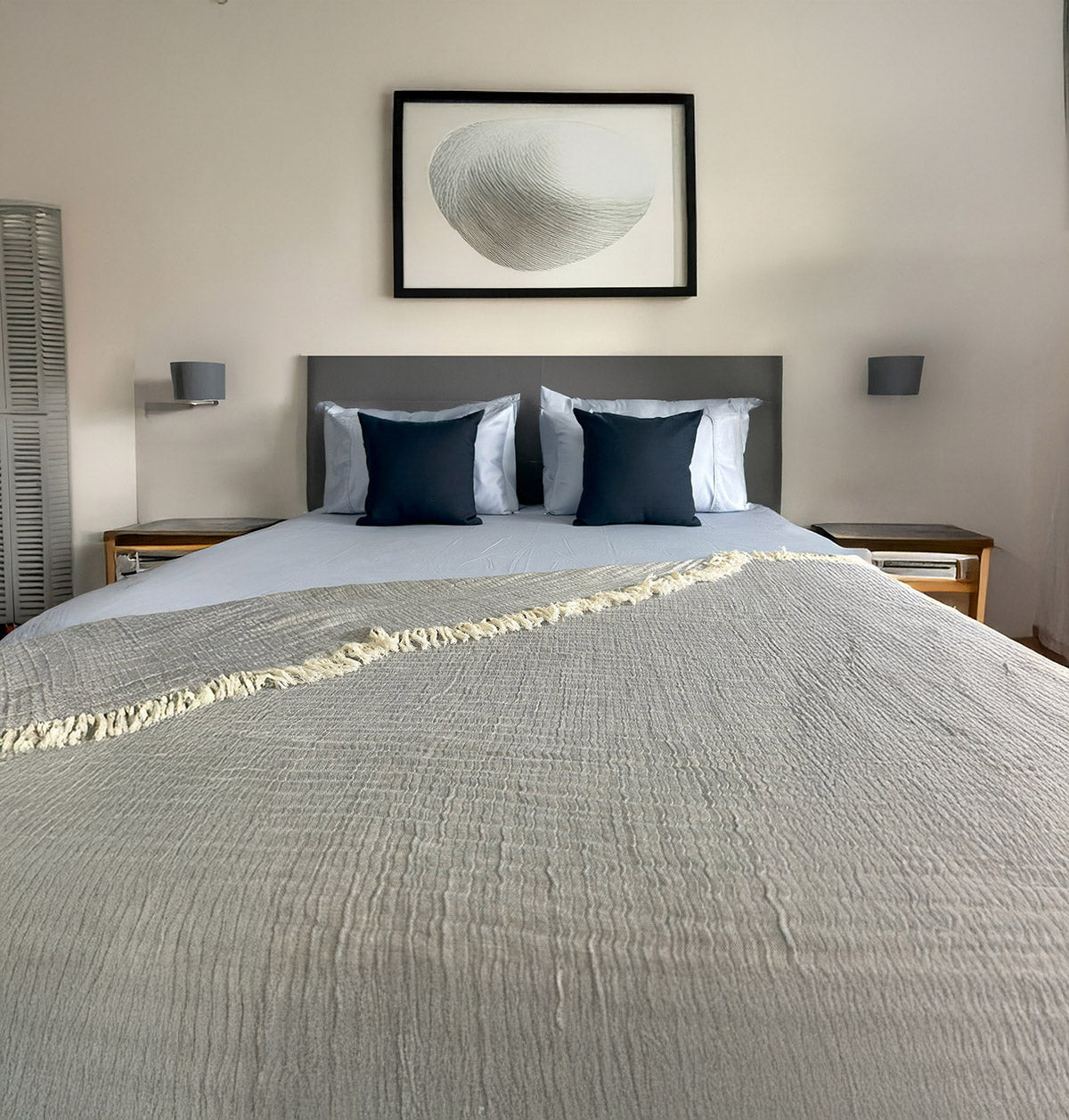 King Flat TC 300 100% Cotton Sateen Solid Sky Blue Bedsheet Set