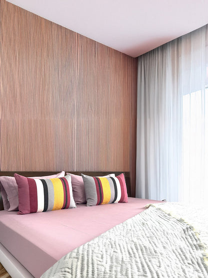 Queen Flat TC 300 Pure Cotton Solid Mauve Bedsheet Set