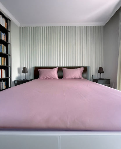 Queen Flat TC 300 Pure Cotton Solid Mauve Bedsheet Set