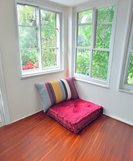 Floor Cushion - Fuchsia Velvet - 20" X 20" X 4"